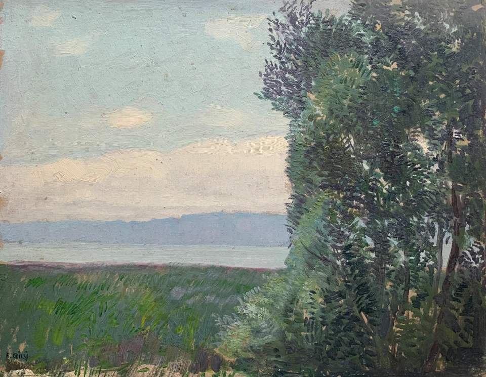 Ausblick auf See, Baumgruppe