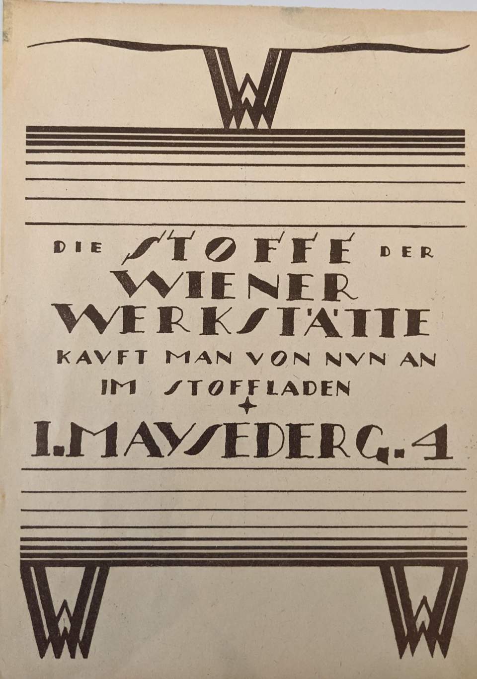 Werbung für Stoffladen I. Mayseder G.4