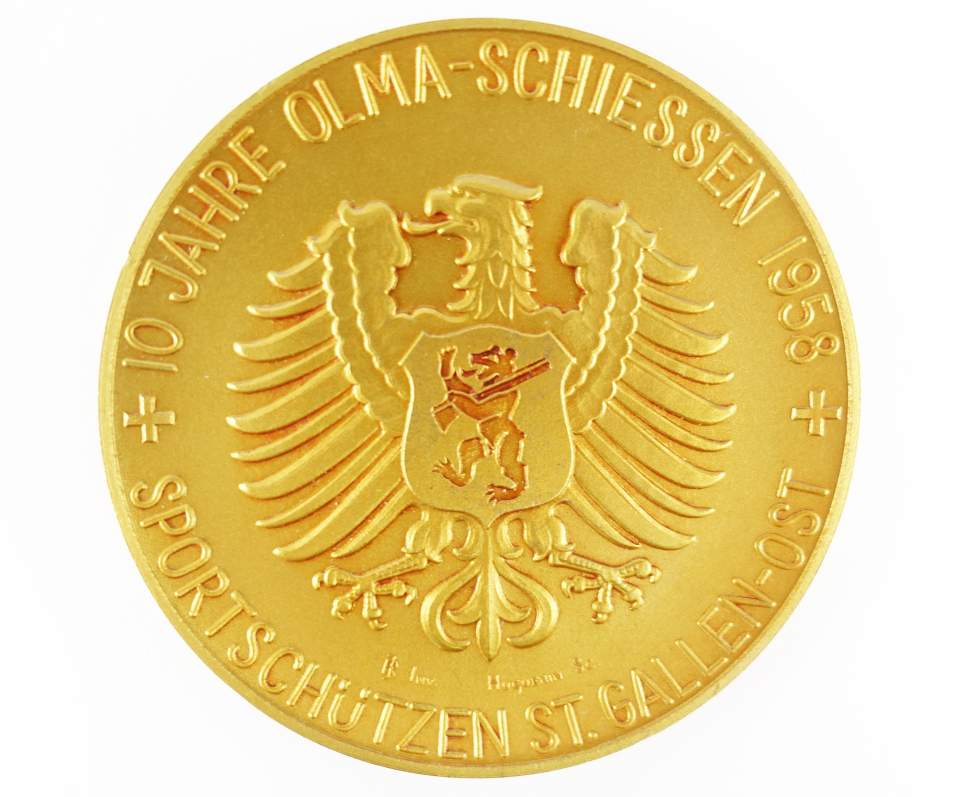 Schützenmedaille Olmaschiessen 13a 2022 1958, 10 Jahre Olma-Schiessen
