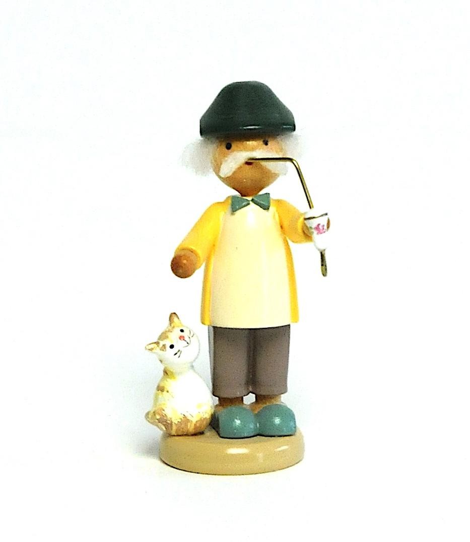 Miniatur-Figur Grossvater mit Katze