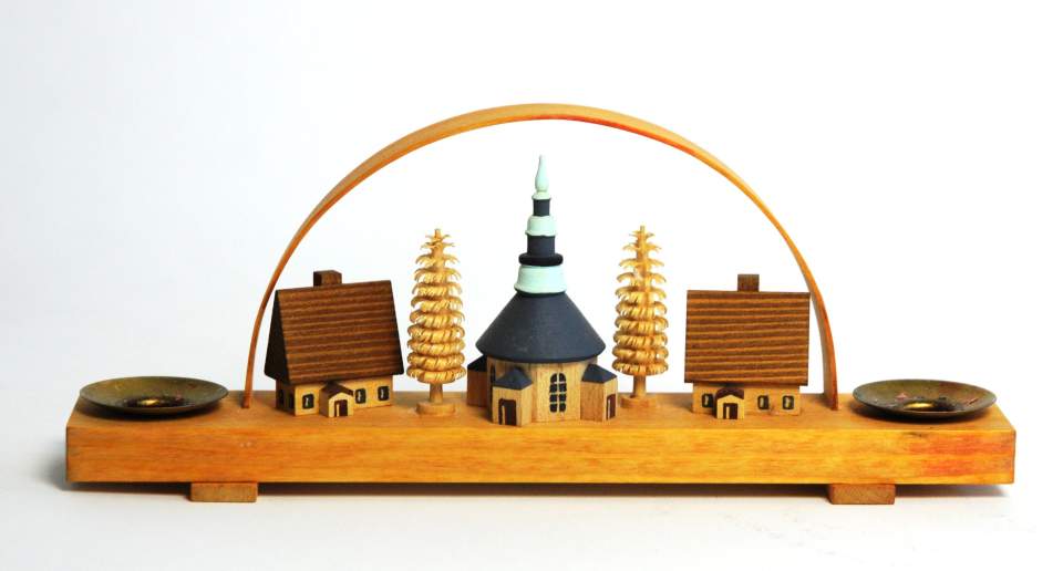 Kleiner Schwibbogen, Schwebebogen, Lichterbogen mit Seiffener Kirche