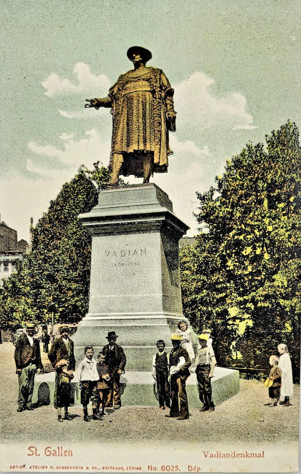 Ansichtskarte, Postkarte von St.Gallen mit Vadian-Denkmal