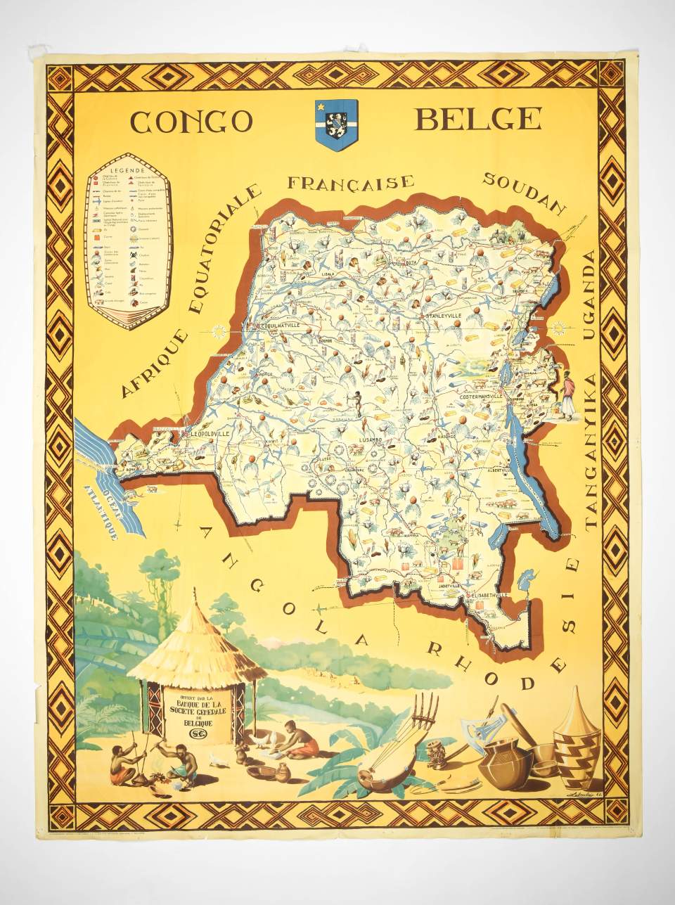 Landkarte Belgisch Kongo, Poster