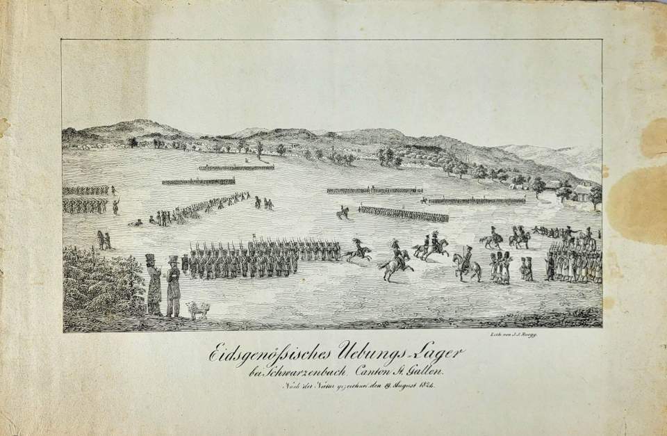 Szene aus dem Übungslager bei Schwarzenbach im Jahr 1824