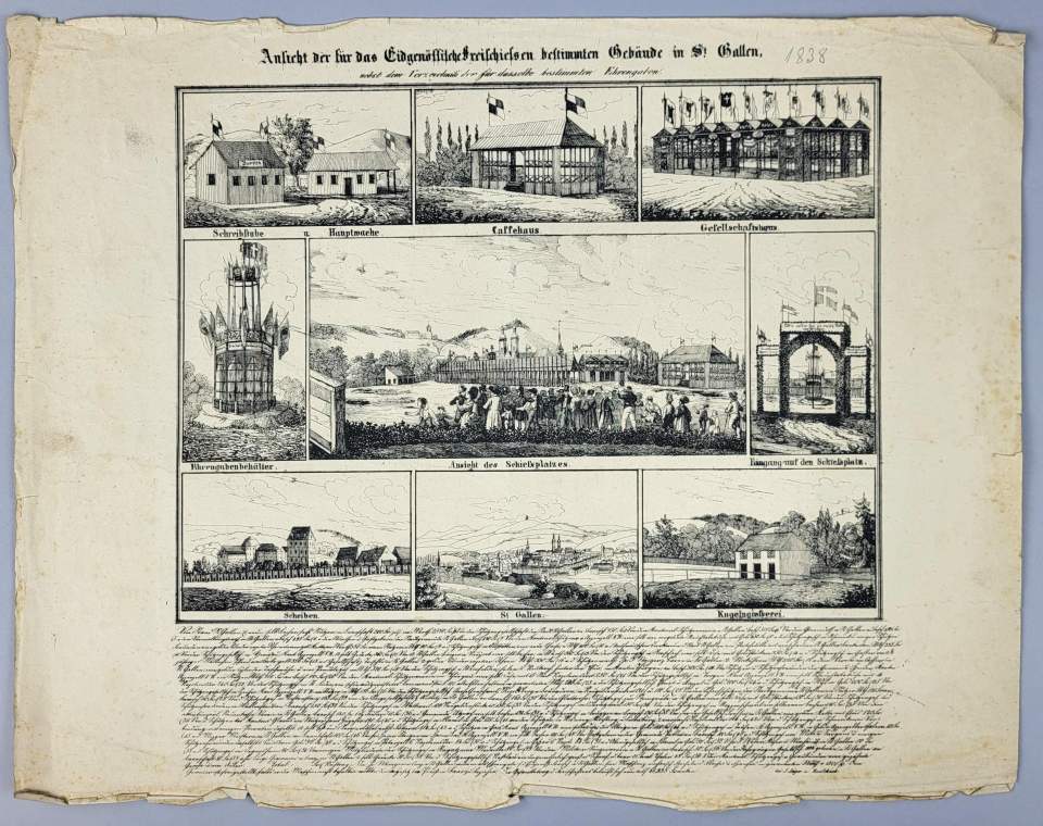 Eidgenössisches Freischiessen in St.Gallen im Juli 1838