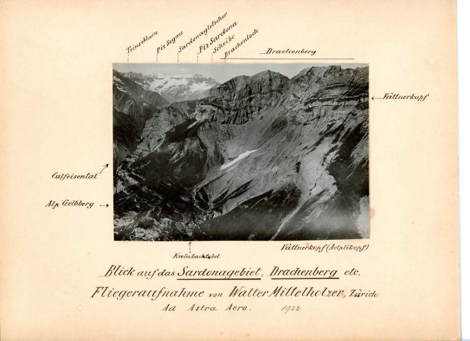Luftaufnahme Drachenloch und Sardonagebiet