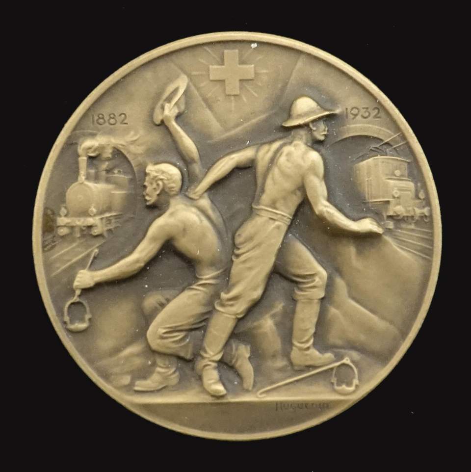 Medaille, Anlass 50 jähriges Jubiläum der Gotthardbahn, 1882-1932