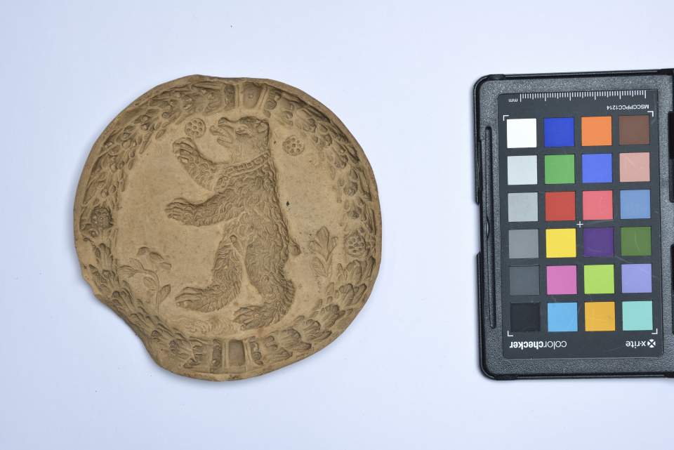 Gebäckmodel mit St.Galler Bär aus der Sammlung der Konditorei Burkart in St.Gallen, Bibermodel