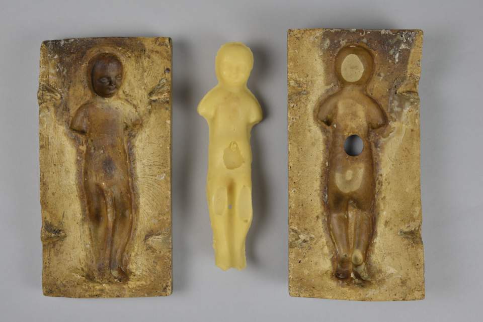 Model für Wachsfiguren, zweiteilige Gussform mit Wachsmodell