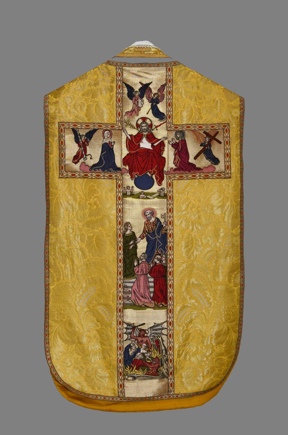 Kasel (Messgewand) mit Stola, Kelchvelum, Bursa und Manipel