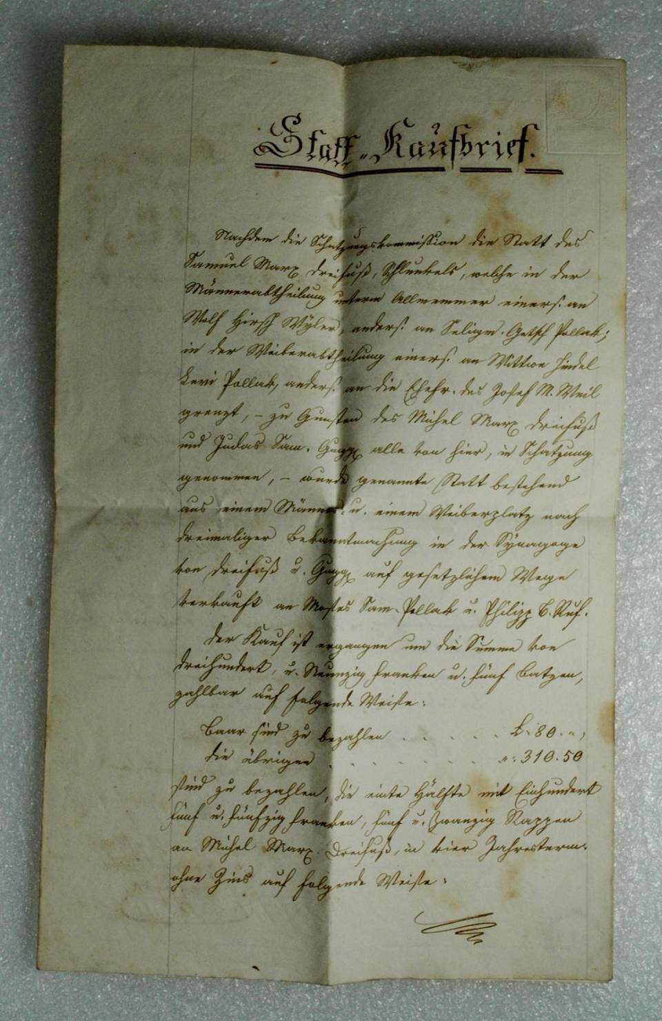 Stattkaufbriefe über Logenplätze in der Synagoge zu Endingen