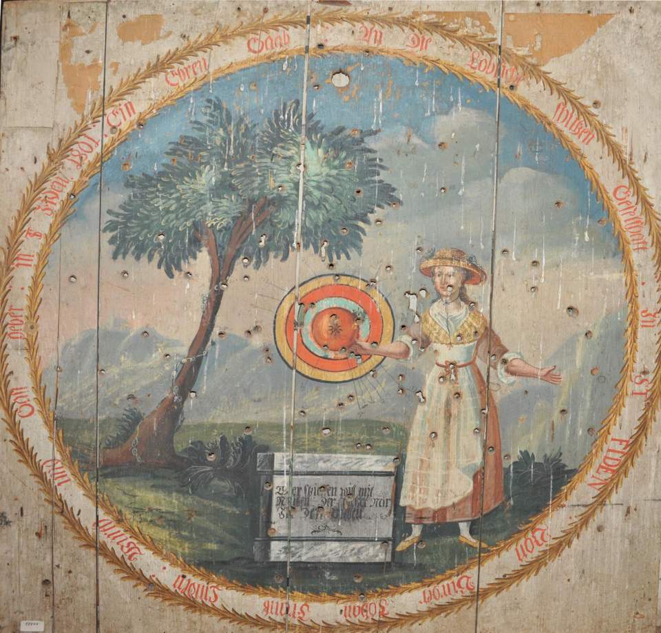 Schiessscheibe, Ehrenscheibe, Schützenscheibe der Schützengesellschaft St.Fiden