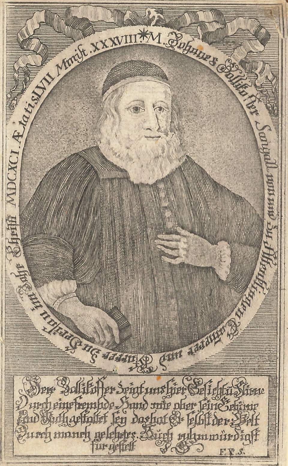 Holzschnitt Johann Zollikofer, Cammerer und Pfarrer in Herisau
