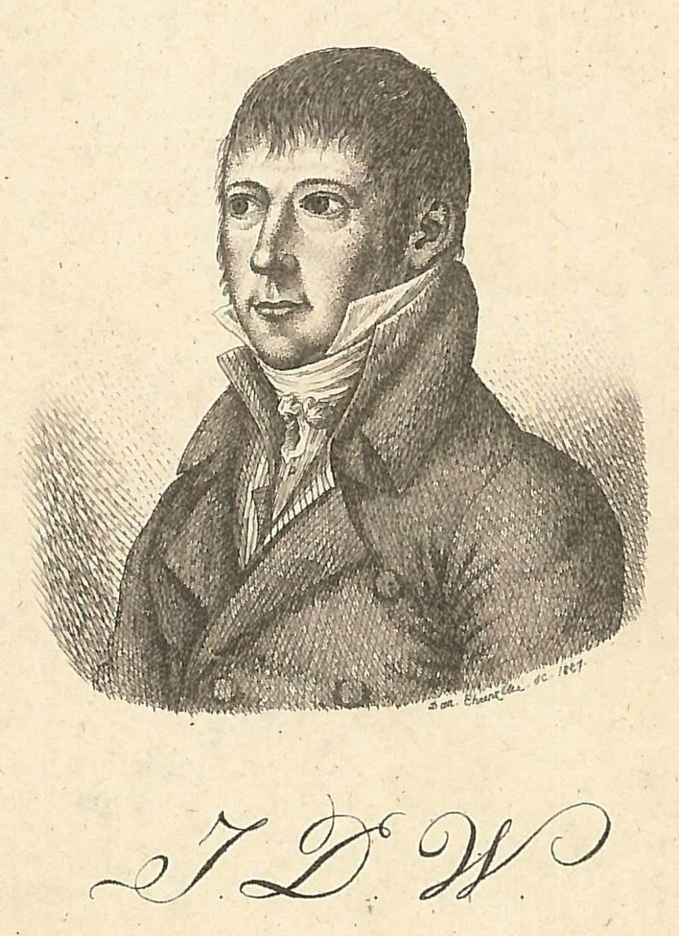 Porträt JDW, wohl Johann David Wetter, Stich von Daniel Ehrenzeller