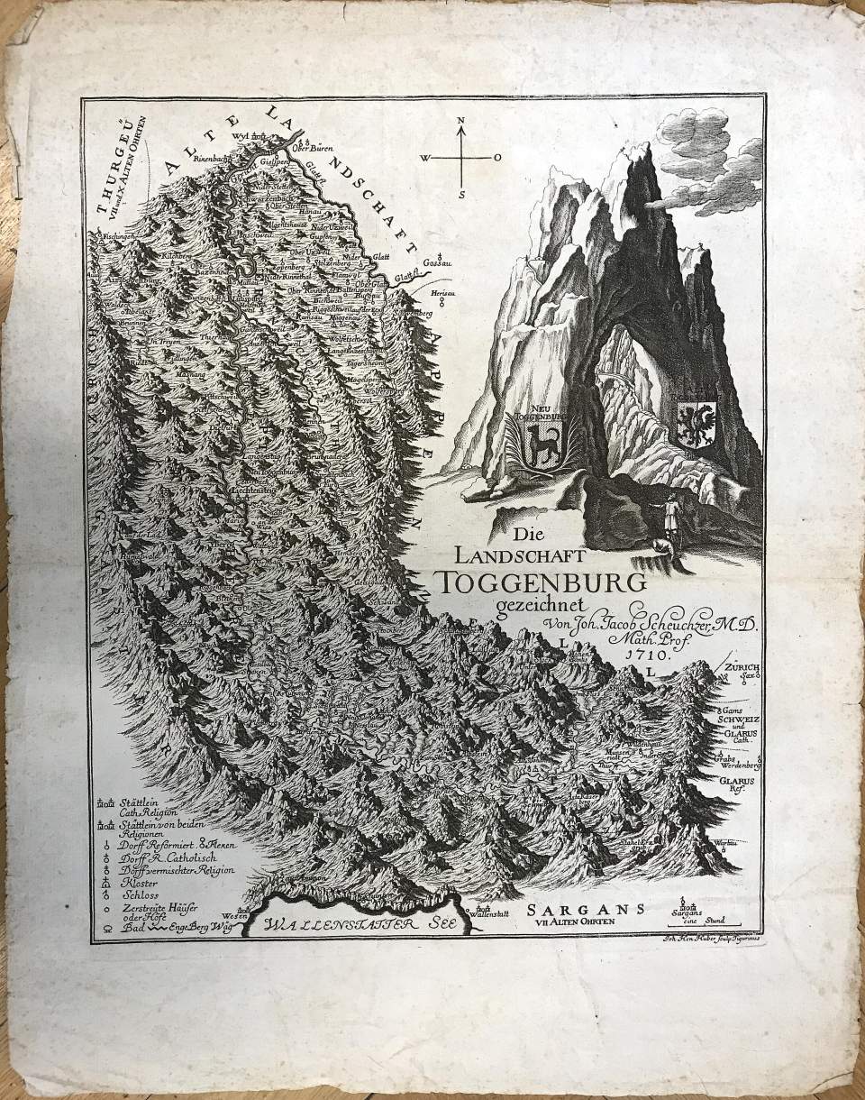 Landkarte des Toggenburgs von J. Scheuchzer