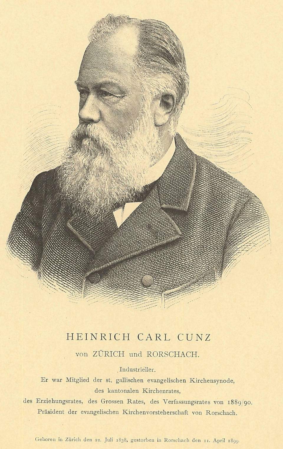 Reproduktion eines Bildes von Heinrich Carl Cunz von Rorschach, 1838 - 1899