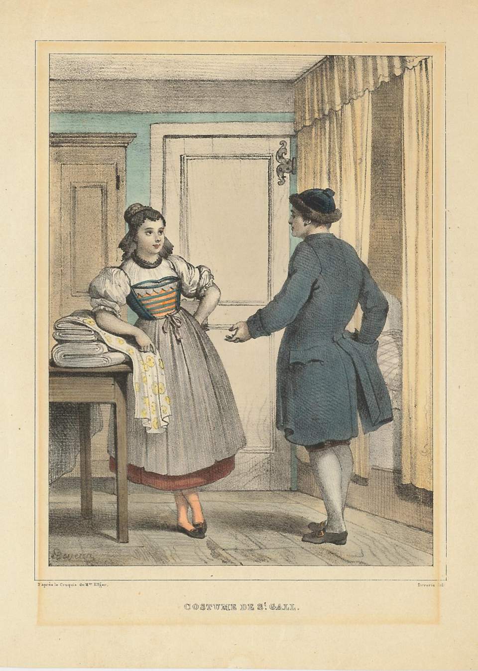 Paar in St. Galler Tracht, Trachtenbild