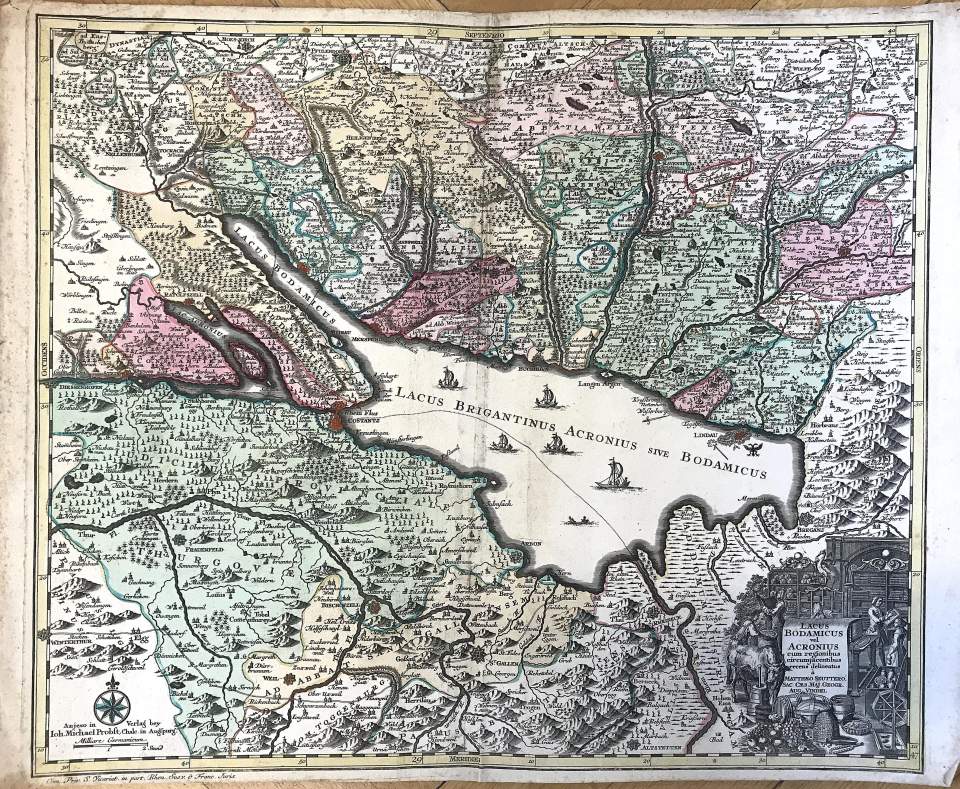 Bodenseekarte von Matheus Seutter, Augsburg, 18. Jh.