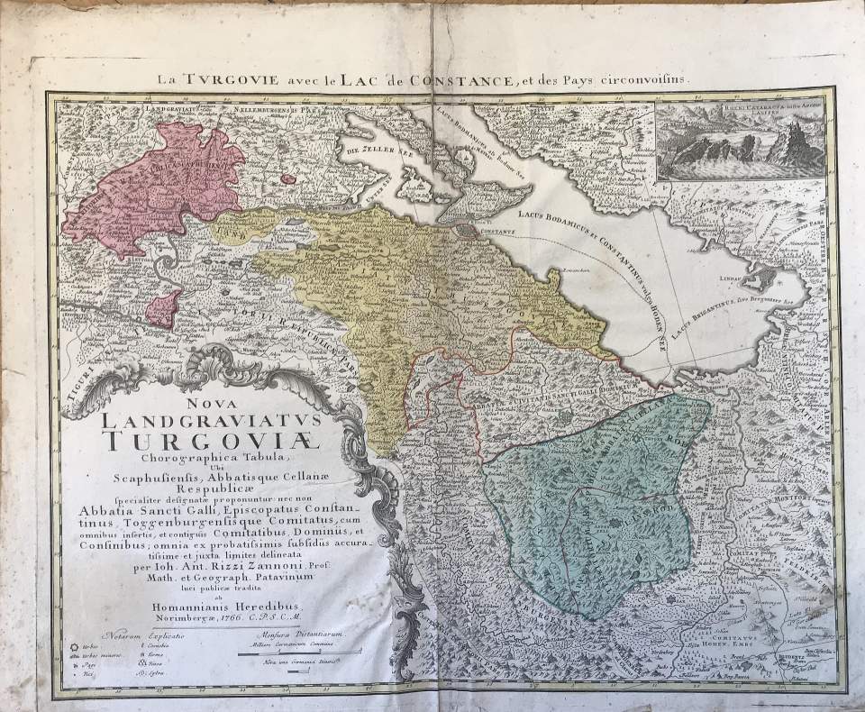 Landkarte des Thurgaus 1766 aus Nürnberg