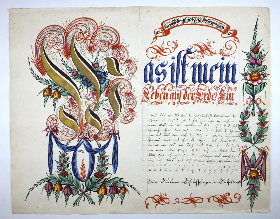 Osterschrift von Anna Barbara Bischofberger aus Buchschwendi (Teufen), Probeschrift