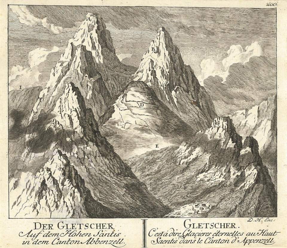 Grafik: Der Gletscher auf dem Hohen Säntis in dem Kanton Appenzell