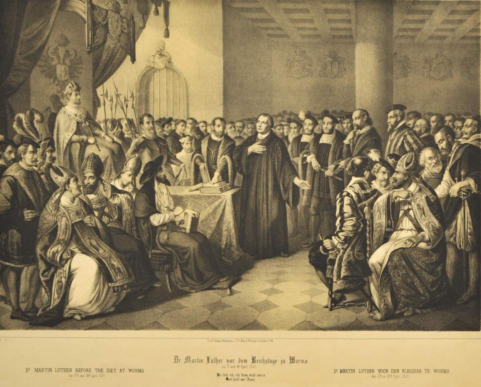 Lithographie, Bildnis Porträt Martin Luther