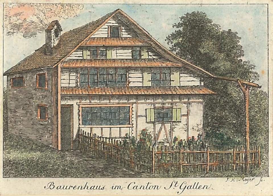 Ansicht eines Bauernhauses in St. Gallen