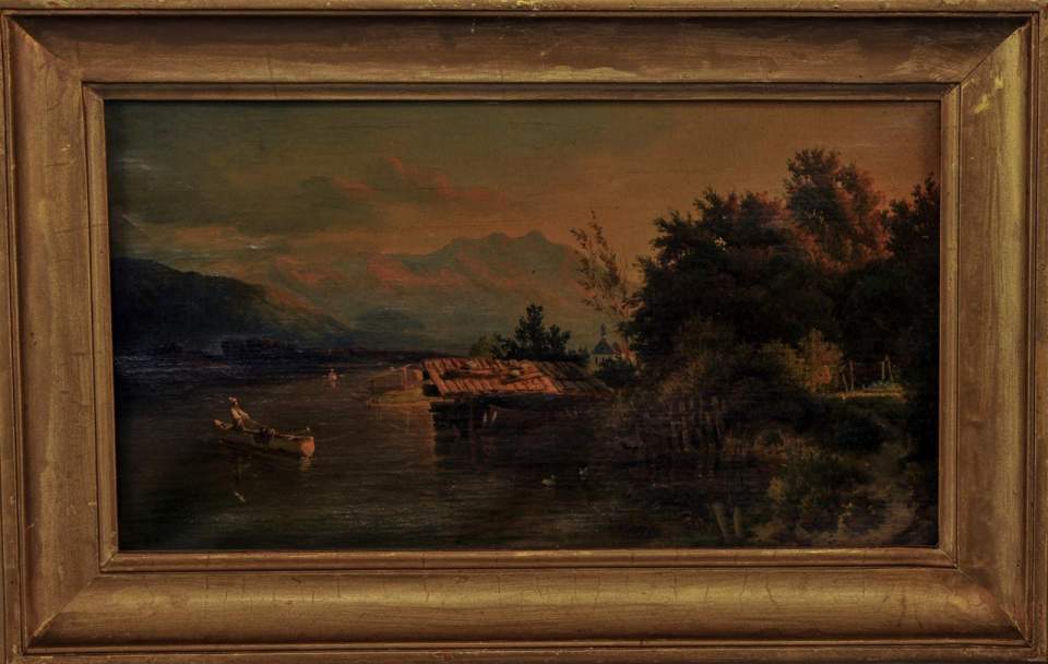 Gemälde, Ölgemälde See Landschaft