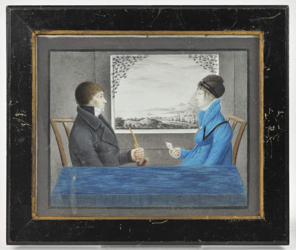 Bildnis des David Christoph Huber, Pfarrer, 1777 - 1836, u. s. Frau Maria Barbara, geb. Kaltschmid