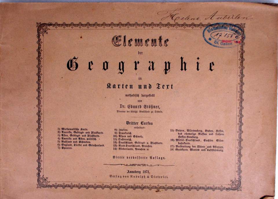 Landkarte, Elemente der Geographie in Karten und Text, 1871