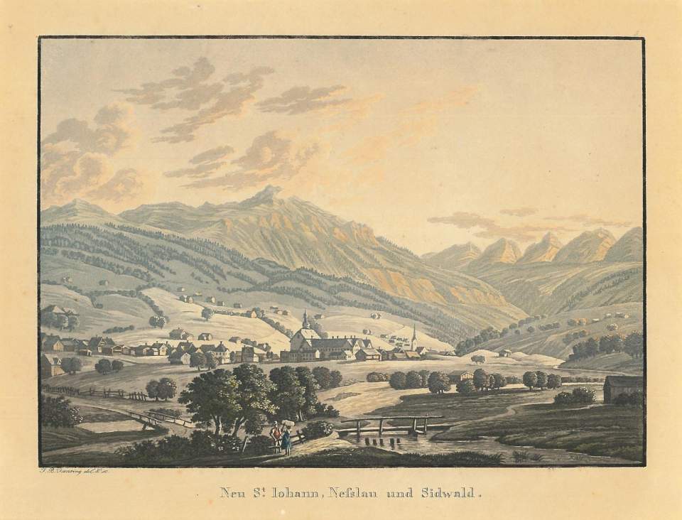 Ansicht Neu St. Johann, Nesslau und Sidwald