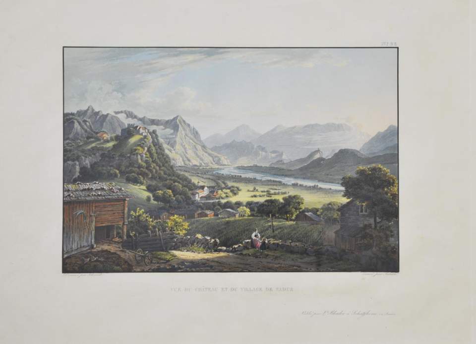 Ansicht Blick vom Schloss Vaduz gegen Luzisteig