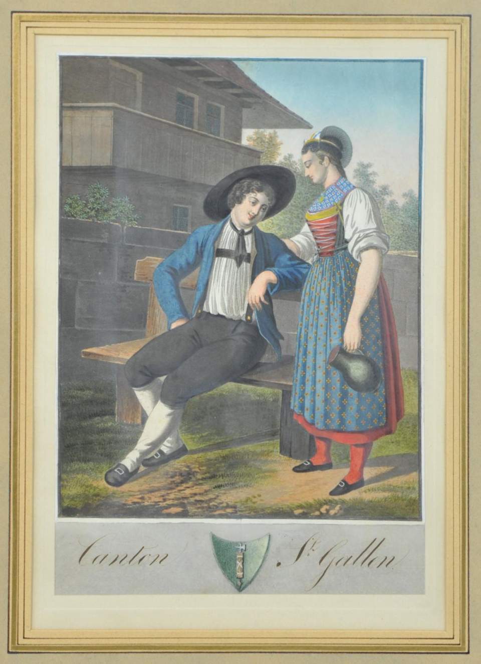 Trachtenbild, Paar aus dem Kanton St.Gallen