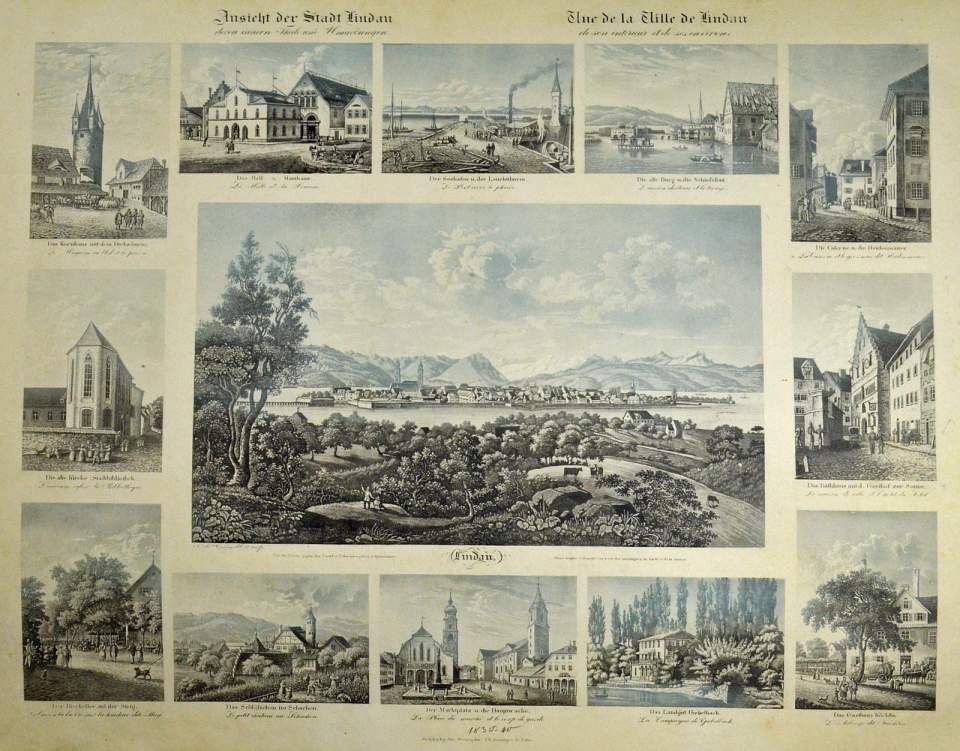 Gruppenstich Ansicht der Stadt Lindau