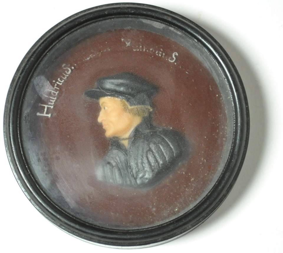 Wachsmedallion, Wachsbild, Huldrius Zwinglius, Huldrich Zwingli