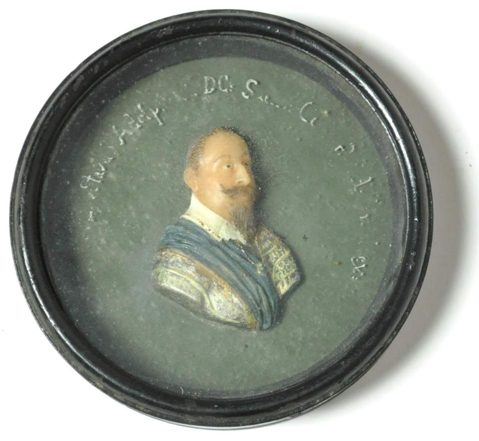 Wachsmedallion, Wachsbild, Gustavus Adolphus