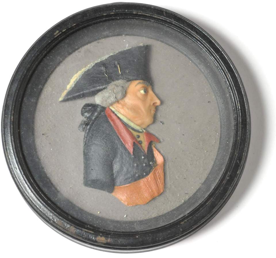 Wachsmedallion, Wachsbild, Friedrich der Grosse