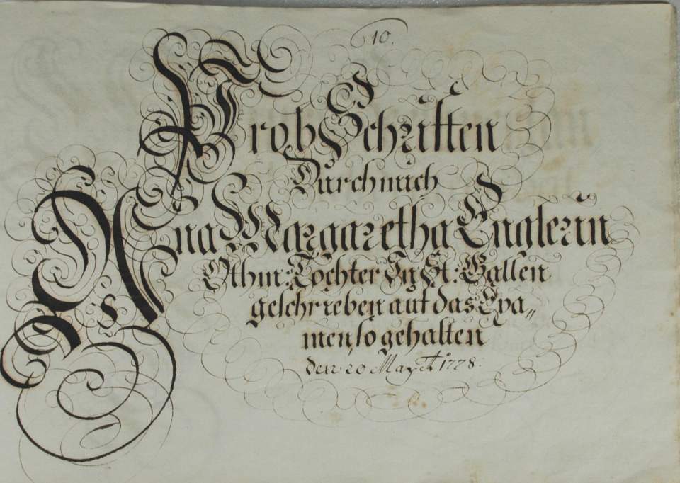 Probeschrift von Anna Margaretha Engler, St.Gallen